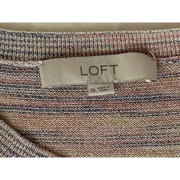 Ann Taylor Loft XL Womens Metallic short sleeved knit top in soft natural colors - Picture 4 of 4